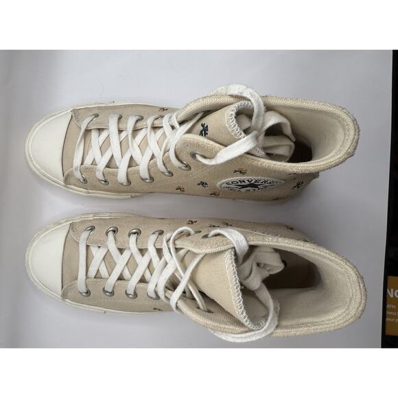 Converse All Star Lift Platform High Embroidered Roses Size 8.5 Shoes Hi Top - Picture 8 of 14